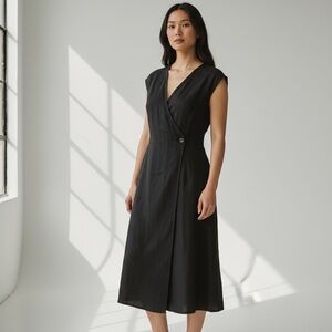 J. Crew NWT Linen Cupro Blend Midi Sheath Dress Black size 10